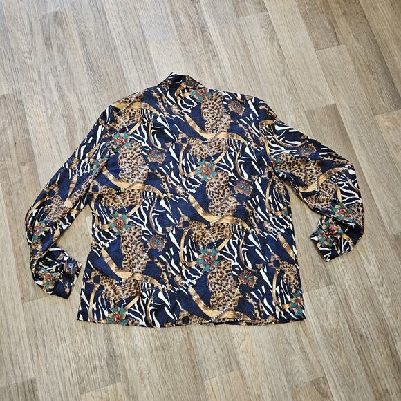 Vtg Norton McNaughton Animal Print Satin Blazer Womens 16 Cheetah Chains Artsy - Picture 6 of 10